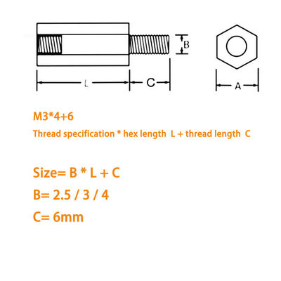 Custom Stainless Steel Hex Standoff Male to Female Spacer Precision Machining Part 2D