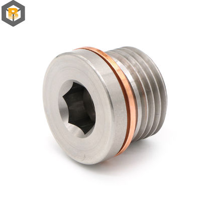 Alloy CNC Turning Fastener Round Parts for Auto Oil Drain Valve Plug Brass Plug Part