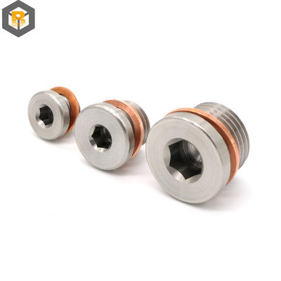 Alloy CNC Turning Fastener Round Parts for Auto Oil Drain Valve Plug Brass Plug Part