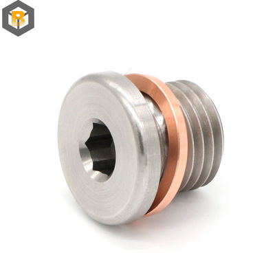 Alloy CNC Turning Fastener Round Parts for Auto Oil Drain Valve Plug Brass Plug Part