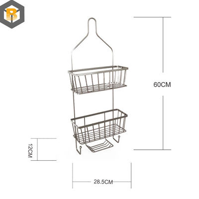 Decorative Bathroom Metal Shower Caddy with Hook and Shampoo Display Basket Over Bathtub