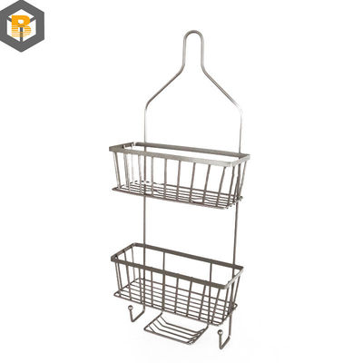 Decorative Bathroom Metal Shower Caddy with Hook and Shampoo Display Basket Over Bathtub