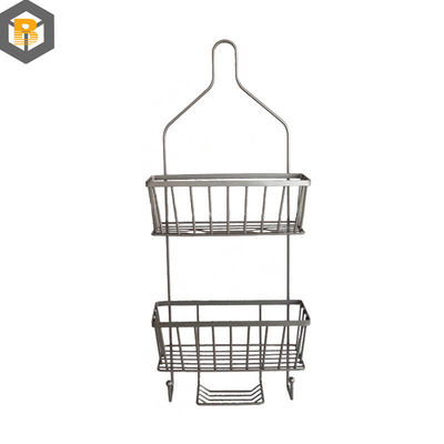 Decorative Bathroom Metal Shower Caddy with Hook and Shampoo Display Basket Over Bathtub