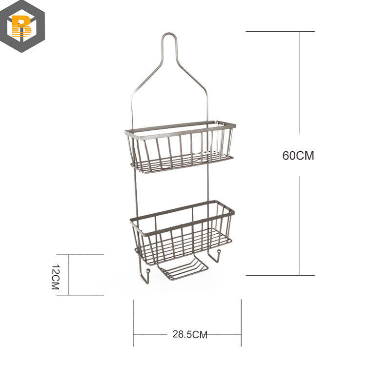 Decorative Bathroom Metal Shower Caddy with Hook and Shampoo Display Basket Over Bathtub