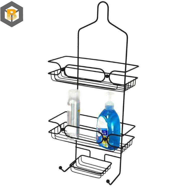 Custom by 2D/3D/drawing 2 Tier Metal Black Bathroom Basket Organizer for Shower Caddy